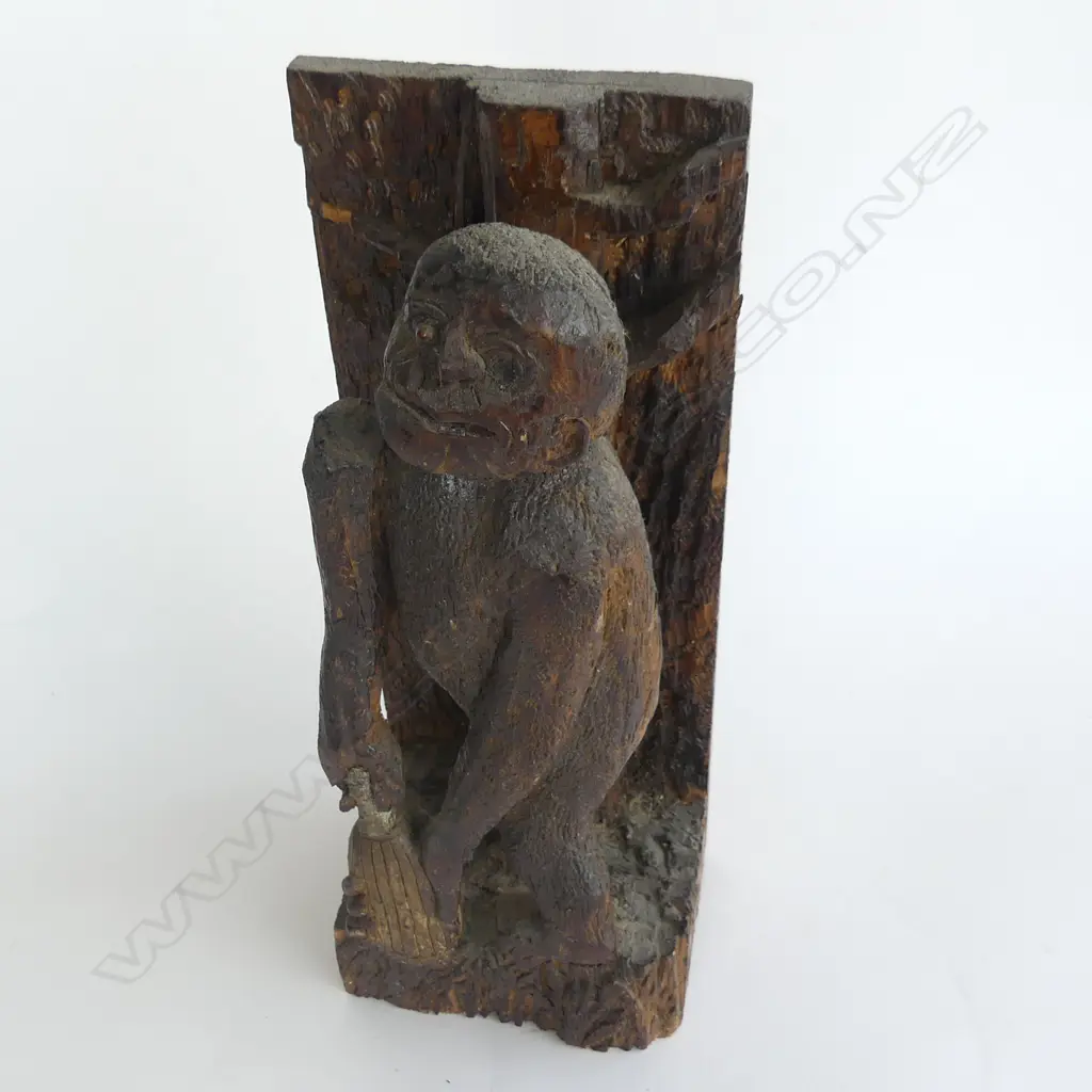 Four Conrad Breutsch (Gisborne) New Zealand colonial folk art carvings, Image 1++